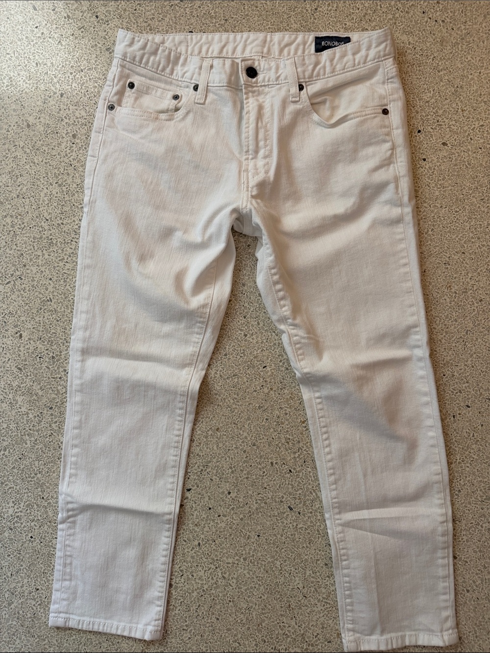 Bonobos White Slim Tailored Crop  Tapered Jeans 32 x 27